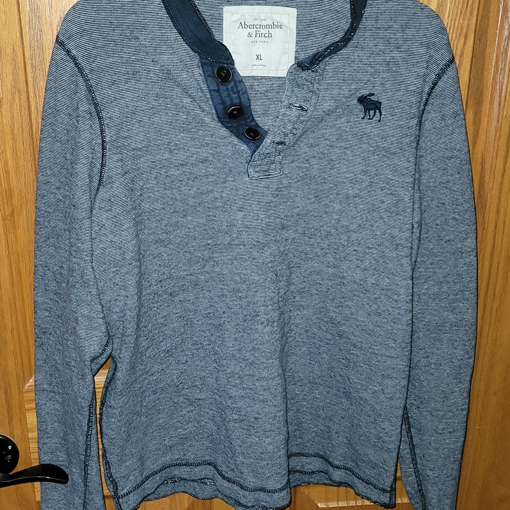 Abercrombie & Fitch Navy Striped Henley
